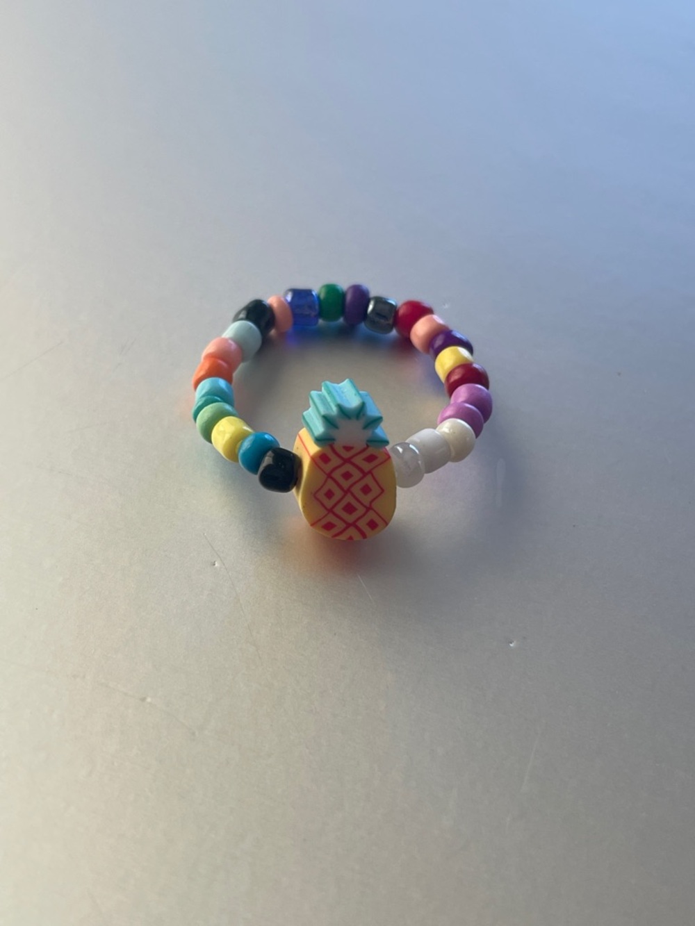 Colorful Multicolor Beaded Pineapple Stretch Ring